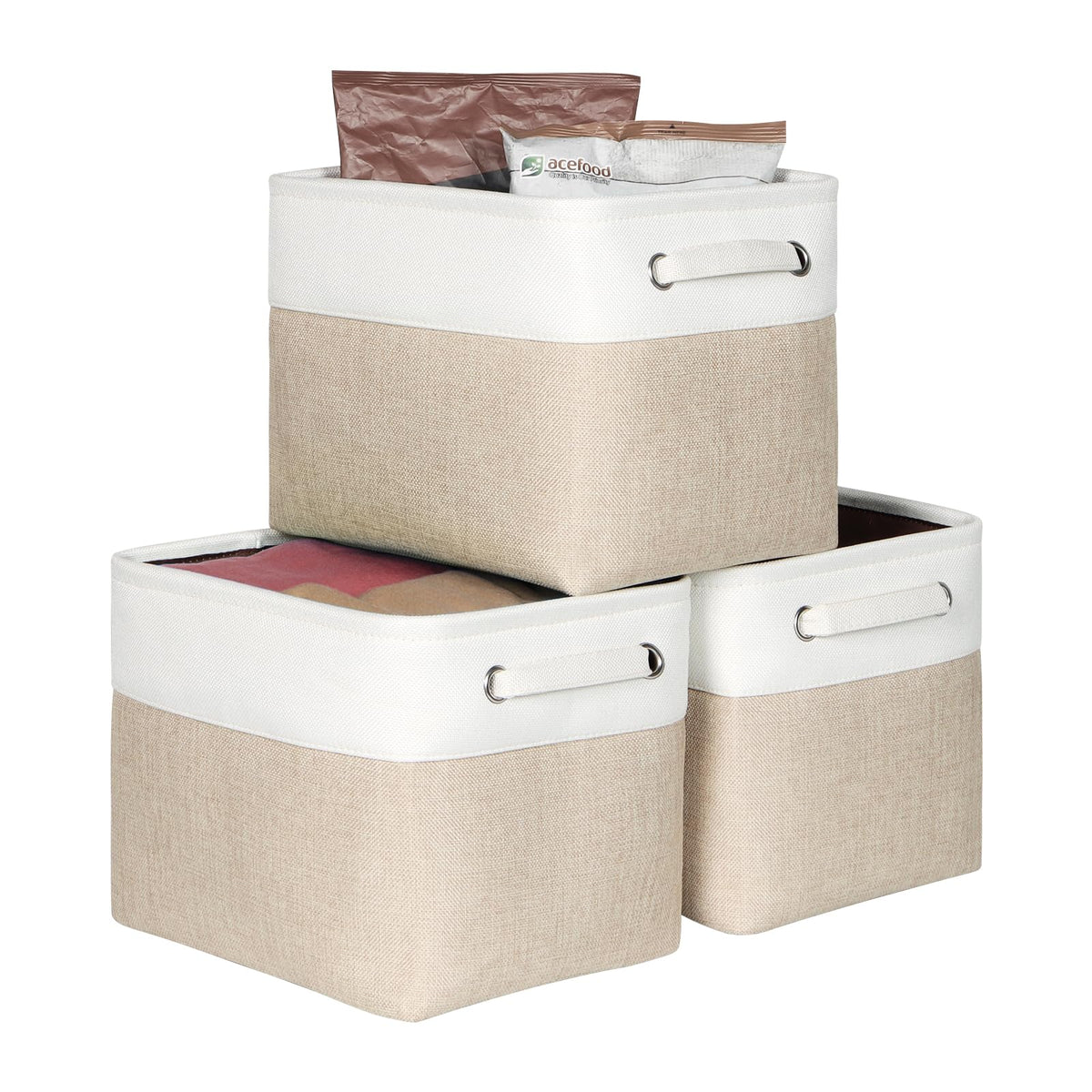 Fabric Storage Bins, 12x10x9.5 Inch Storage Cubes Baskets, 3 Pack - Image 1