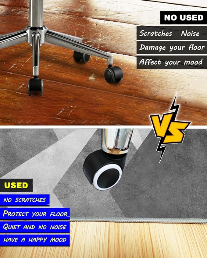 Office Chair Mat for Hardwood Floor,55"*35" Under Desk Mat, Computer Chair Rug,Anti-Slip Floor Protector for Low-Pile Carpet Home Office Grey