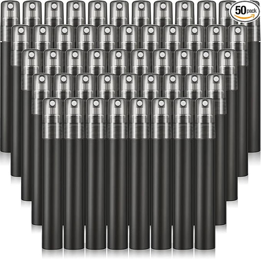 Remerry 50 Pcs 10 ml Mini Spray Bottles Perfume Spray Bottles Plastic Travel Refillable for Women Small Fine Mist Sprayers Portable Frosted Perfume Sprayers Empty Atomizer for Essential Oil