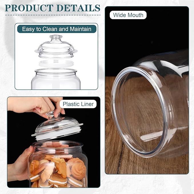 Nuogo Large Candy & Cookie Jar with Lid Plastic Apothecary Jars Large Food Storage Container Unbreakable Kitchen Storage Jar for Cookie, Candy, Snack and Dried Foods DIY Gift (1.5 Gallon/192 oz)