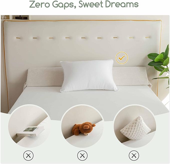 HIGOGOGO Twin Size Wedge Pillow for Headboard Gap - Multi Functional Mattress Wedge Bed Gap Filler Close The Gap (0-7") Between Your Mattress and Headboard or Wall (Beige 39"x11"x9")