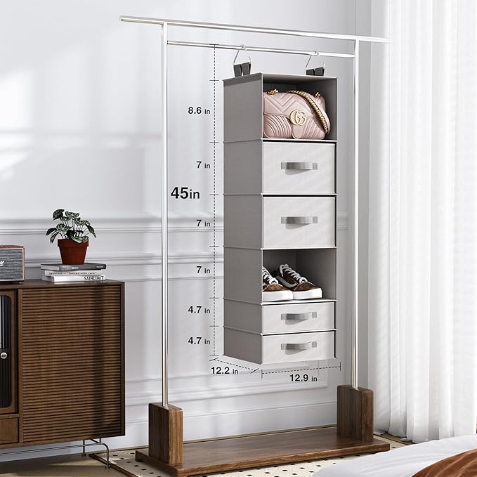 Hanging Closet Organizer with 4 Removable Compartment Drawers, Made of Washable 600D Oxford Fabric