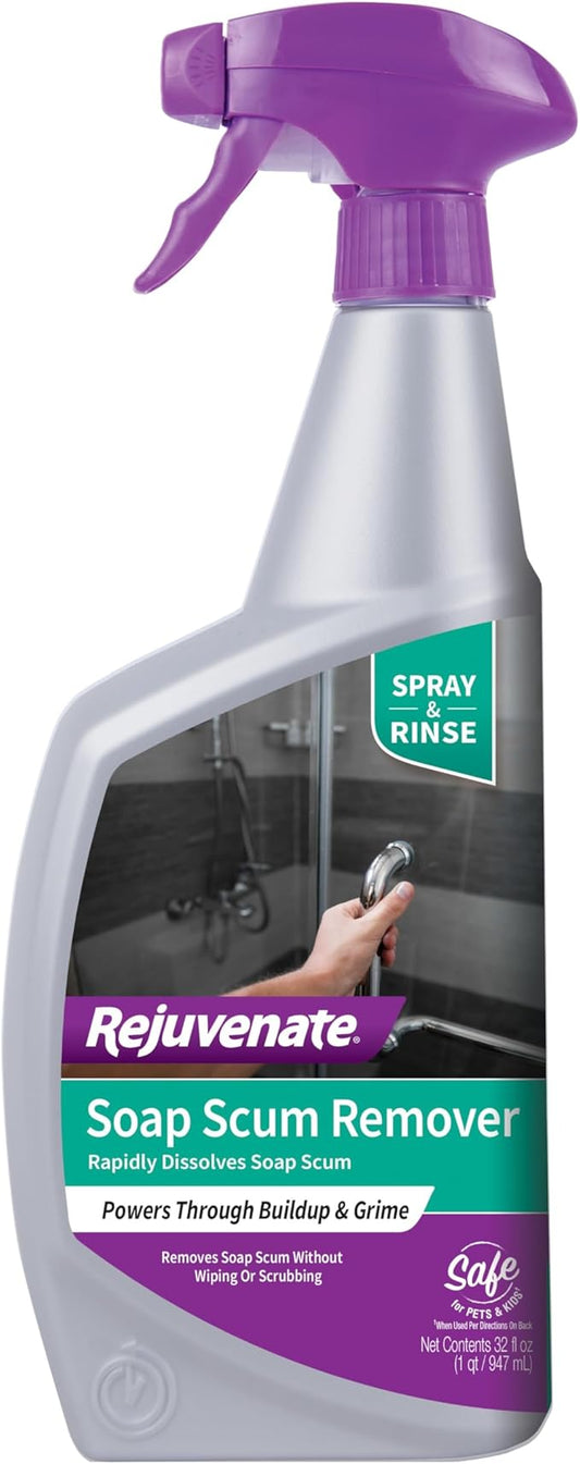 Rejuvenate Soap Scum Remover, 32 Ounces, Easily Dissolves Soap Scum Without Scrubbing