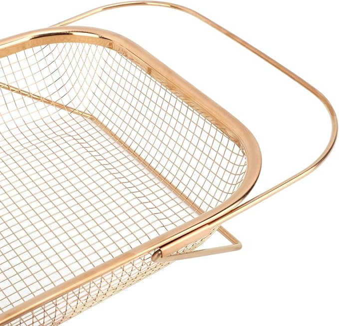 Over the Sink Colander - Expandable Baskets with Fine Mesh and Handle Stainless Steel Material Rectangle for Strain Drain Rinse Fruits Vegetables Pasta New Home Essentials (Rose