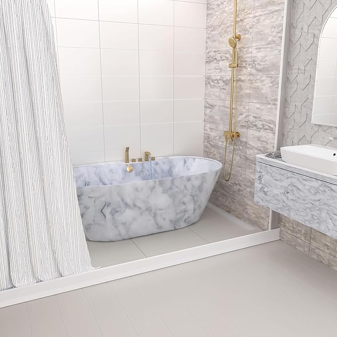 3.8" High Shower Threshold Water Dam Barrier, 2025 Upgraded 67" Collapsible Shower Water Blocker, Guard for Walk in Shower, Water Guard Stopper for Floor, Shower Door Water Blocker