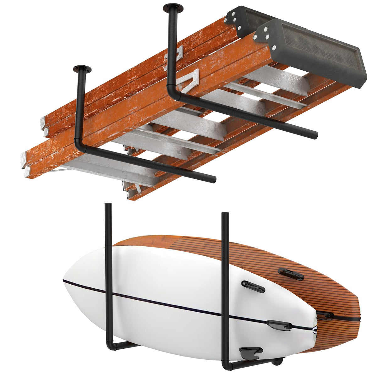 Surfboard Wall Mount or Ceiling Rack, Heavy-Duty Garage - Image 1