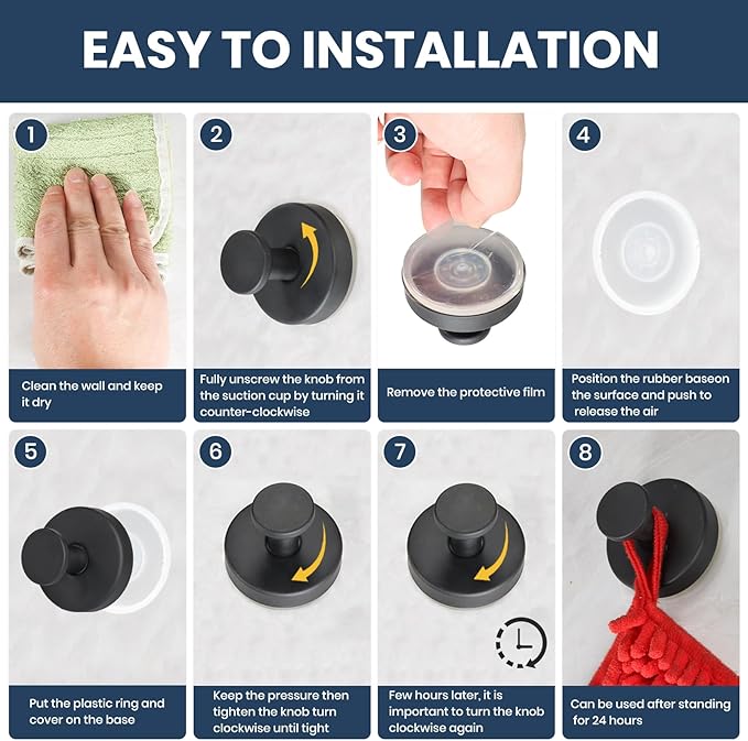 Vacuum Suction Cup Hooks for Shower 2 Pack, Heavy Duty Aluminum Alloy Towel Hooks for Bathroom Kitchen Glass Tile Wall No Drill Removable Robe Loofah Coat Suction Hooks Hanging-Space Grey