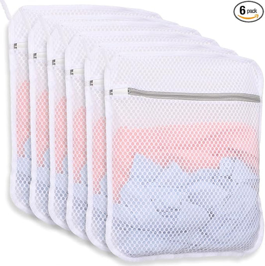 6-Pack Durable Honeycomb Mesh Laundry Bags for Delicates - 12x16 Inches Lingerie Bags for Washing Delicates with Sturdy Zippers, Protect Clothes in Washing Machine for Home, College & Dorm (Medium)