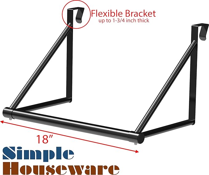 Simple Houseware Over The Door Clothes Hanging Rod, Black