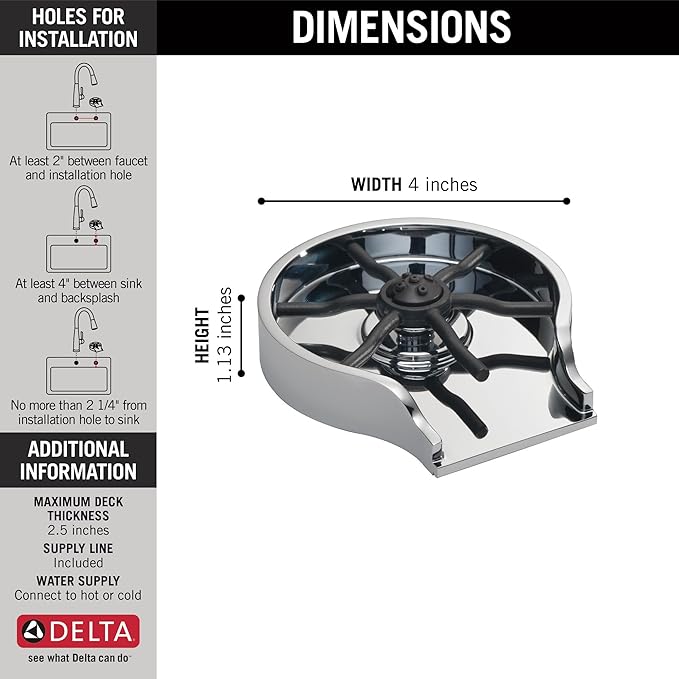 Delta Faucet Glass Rinser for Kitchen Sinks, Kitchen Sink Accessories, Bar Glass Rinser, SpotShield Stainless GR150-SP