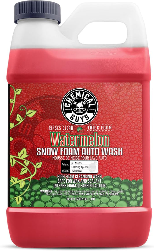 Chemical Guys CWS20864 Watermelon Snow Foam Car Wash Soap (Works with Foam Cannons or Bucket Washes) For Cars, Trucks, Motorcycles, RVs & More, 64 fl oz (Half Gallon) Watermelon Scent