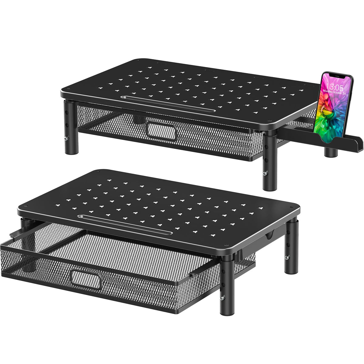 Zimilar 2 Pack Monitor Stand Riser with Metal Drawer, 3 - Image 1