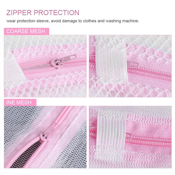 Zipped Lingerie Washing Bag Laundry Machine Mesh Clothes Socks Bra Underwear Bags Washing Machine Appliances for Home Use(Fine mesh30*40cm)
