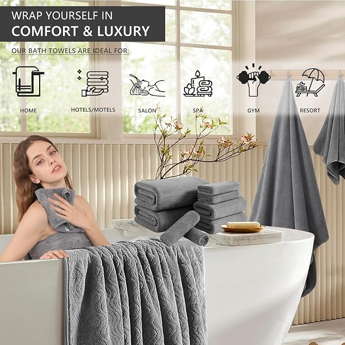 4 Pack Washcloths Set 13"x13",Grey Towel Set for Bathroom,Highly Absorbent & Quick Dry Premium Towel for Daily Use,Soft Microfiber Multipurpose Washcloths Towel Set for Hotel, Spa,Shower,Gym