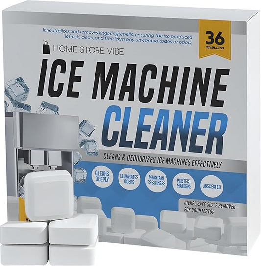36 Pcs Ice Maker Cleaner Tablets – Descaler & Cleaning Solution for Ice Machines – Removes Odors & Build-up – Compatible with Countertop & Freestanding Ice Makers