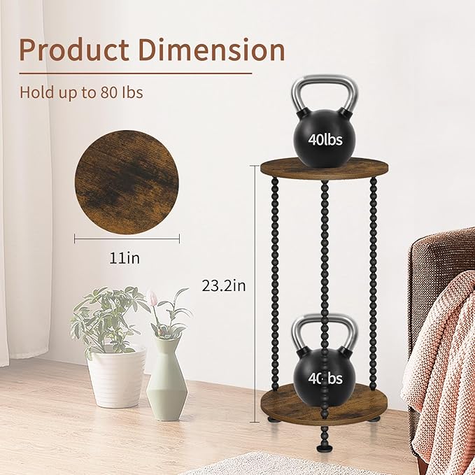 YINMIT Plant Stand Indoor, 2 Tier Small Plant Stand, Round Flower Pot Stand, Corner Plant Stands for Indoor Plants, Plant Tables Indoor, Planter Pot Holder for Balcony Garden Patio Living Room