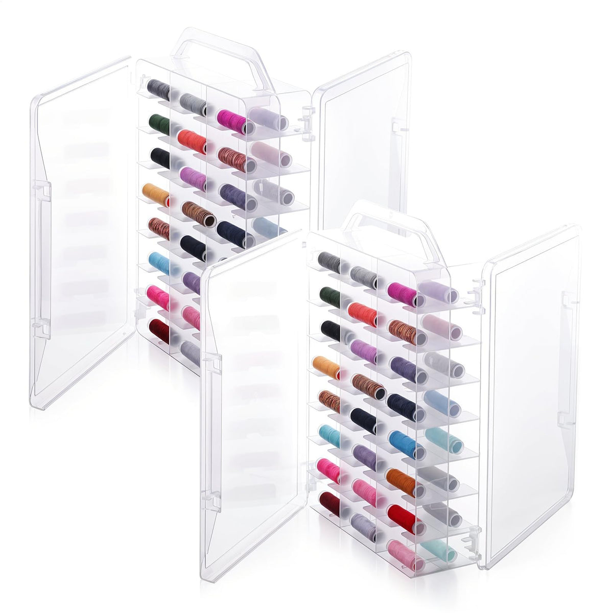 2 Pcs 46 Grids Sewing Organizer Double Sided Thread Box - Image 1