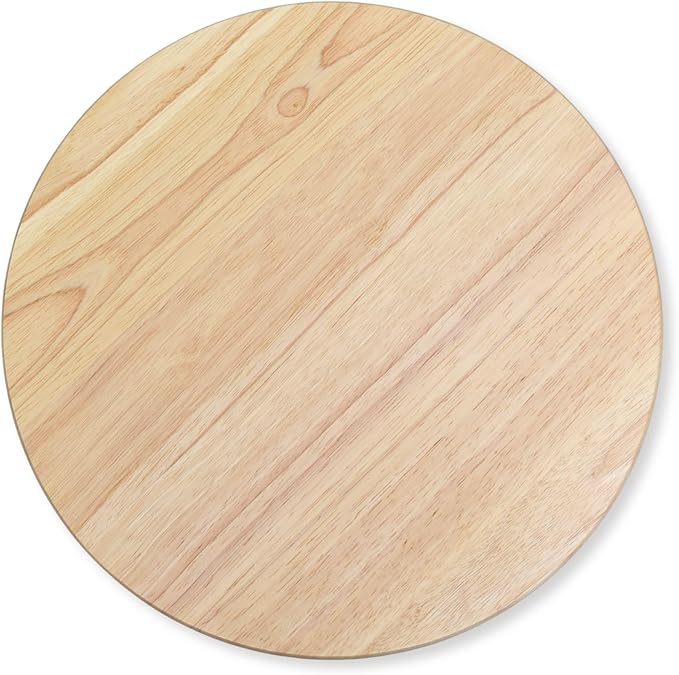 PJ Wood Lazy Susan Wooden Turntable Organizer for Kitchen Pantry Cabinet Storage Rack Tray 15.3 Inch, Natural – Rotating Countertop Board