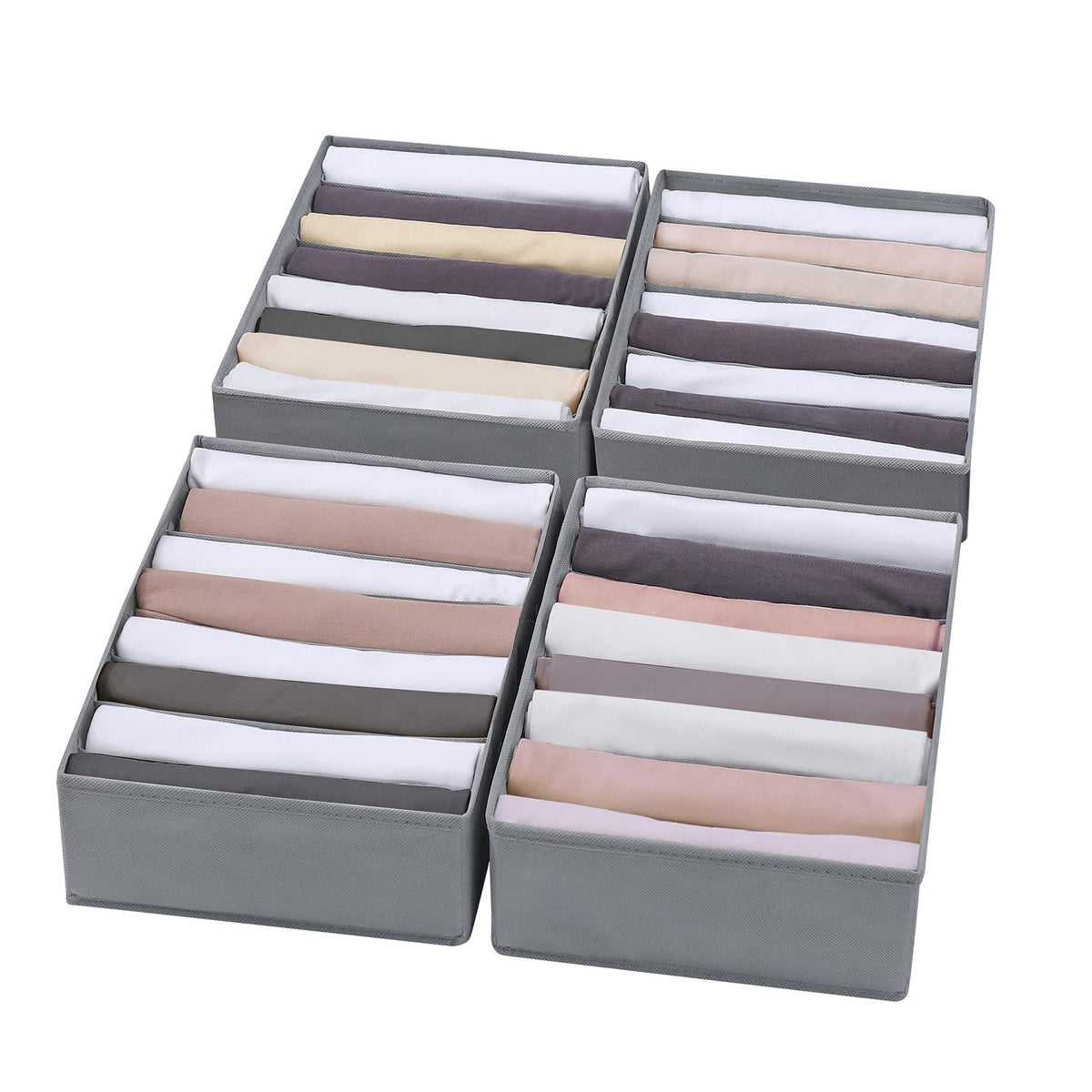 4 Packs T-shirt Drawer Organizers for Clothing,8 Grids - Image 1