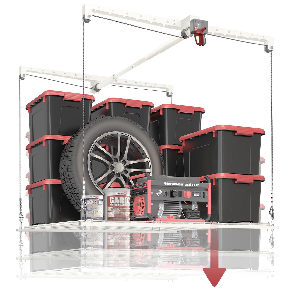 Overhead Garage Storage Rack, Adjustable Heavy-duty 4x4 Ft - Image 1