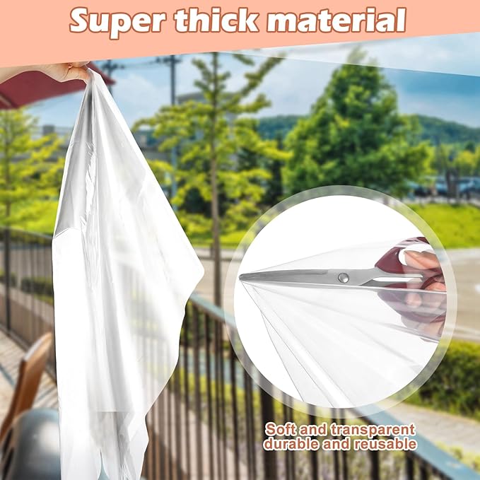 63 Inch X 20 ft Window Insulation Kit Cuttable Transparent Film with Adhesive Straps Reusable Window Plastic for Winterizing Thicken Thermal Waterproof Attic Insulation Cover Warm Winter
