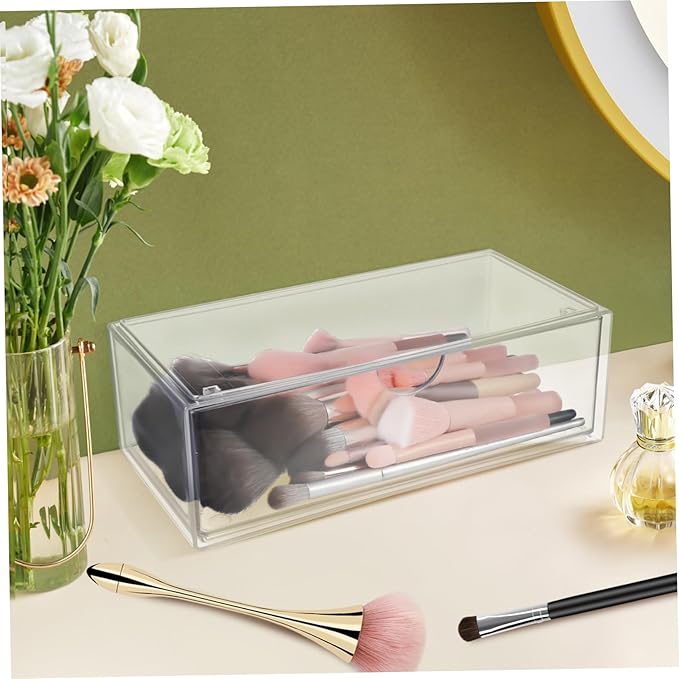 CHILDWEET 3pcs Acrylic Makeup Storage Box Lid Compartment Organizer Desktop Lipstick Holder