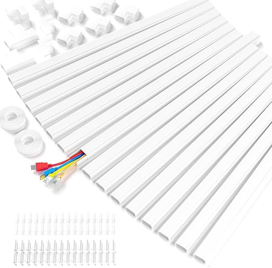 Delamu Cord Hider, 236in Cable Hider, Cord Covers for 3-4 Wires on Wall, Wire Covers for Cords, Wire Hiders for TV on Wall, Easier Setup Cable Cover Cable Management, W1.18 H0.63in, White