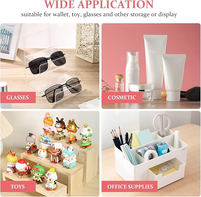 DOITOOL 4- Tier Acrylic Wallet Display Stand Holder, Handbag Purse Display Stand Jewelry Display Riser Purse Handbag Organizer