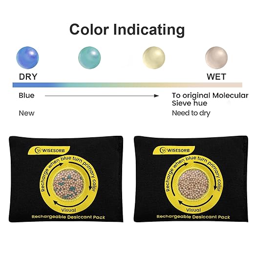 500g Reusable Molecular Sieve Desiccant Packs – Rechargeable Dehumidifier with Color Indicator for Storage, Gun Safes, Electronics, 3D Printing Filaments, Closets, Cars [2 Pack]