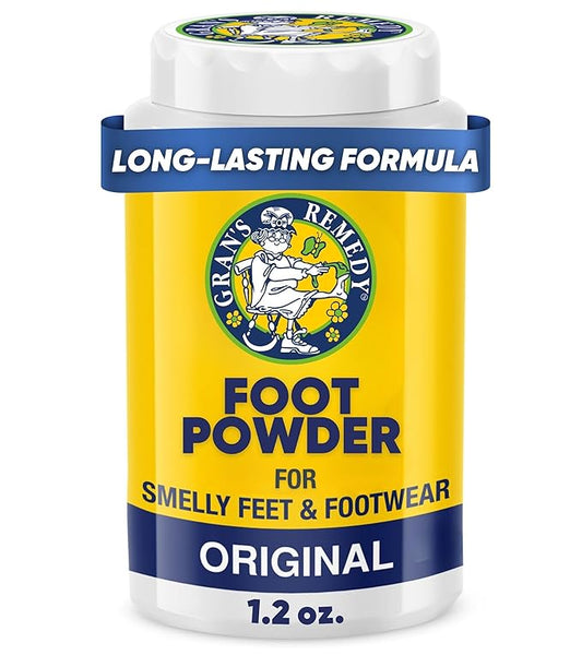 Gran's Remedy Shoe Deodorizer and Foot Powder for Smelly Feet - Effective Shoe Odor Eliminator in Travel Size - Absorbs Sweat and Moisture for Shoes and Feet - Unscented