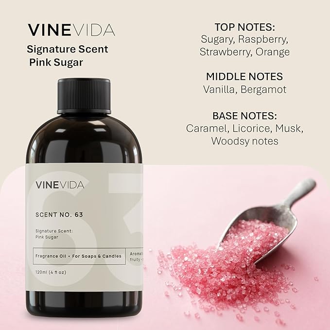 VINEVIDA [4oz] Pink Sugar Fragrance Oil for Candle Making and Soap Making - Premium Candle Scents for Soy Candles