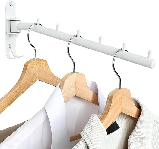 Alise Wall Mounted Drying Rack,Swivel Clothes Drying Rack Stainless Steel,Space Saving Clothes Hanger Rack,Heavty Duty Clothes Wall Drying Rack for Laundry Closet Bedroom/Bathroom,White