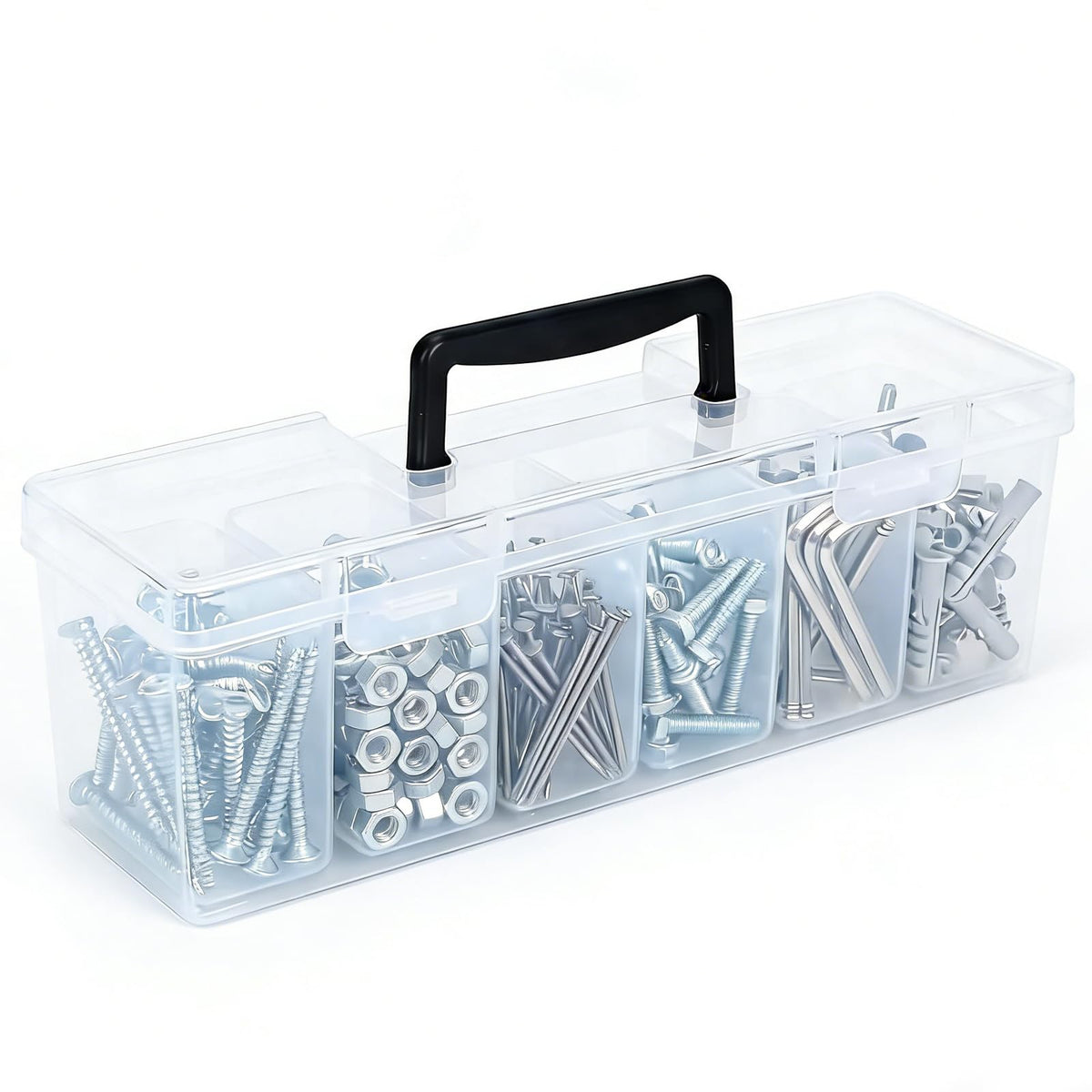 Tool Box Organizer, Clear Plastic Small Tool Box With 6 - Image 1