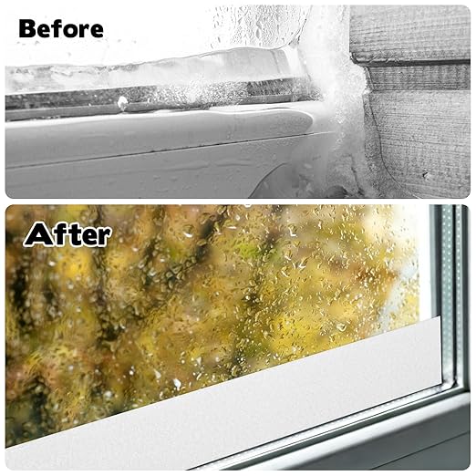 3 Roll 16.4 Ft x 2'' Window Condensation Prevention Absorber, Thick Window Moisture Absorbent Tape Reusable Condensation Prevention Felt Strip for Absorbing Water Keeping Dry