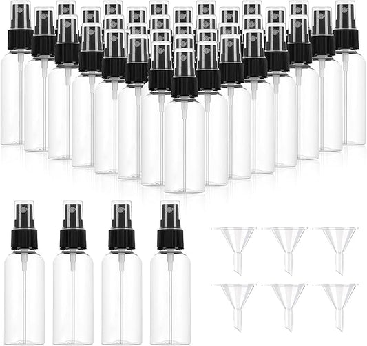 220PCS Mini Clear Spray Bottles Bulk – Fine Mist Empty Travel Containers with Funnels, Refillable Liquid 1oz Plastic Sprayer for Perfume Essential Oils Toner, Pocket Size Makeup Kit