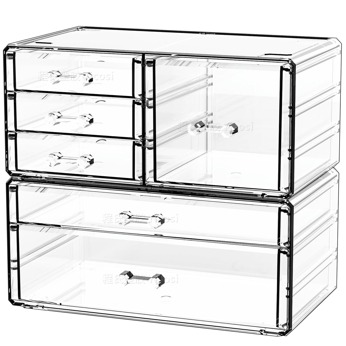 Cq acrylic 2 Pack Clear Desk Organizer With Drawers,Stackable 6 - Image 2