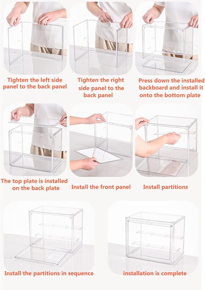 Clear Plastic Stackable Storage Bins, Clear Shoe Box, Dustproof Book & Cosmetic Display Cases, Large Figures Collectibles Showcase, Shoe Storage Boxes, Bag Organizer (2, Transparent-2 Pack)