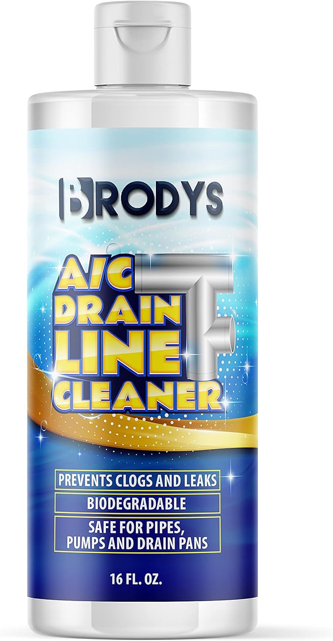 Brodys - A/C HVAC Drain Line Cleaner, 16oz Bottle, 2 MONTH SUPPLY, (Great to use at home, in the office, at restaurants and large commercial buildings)