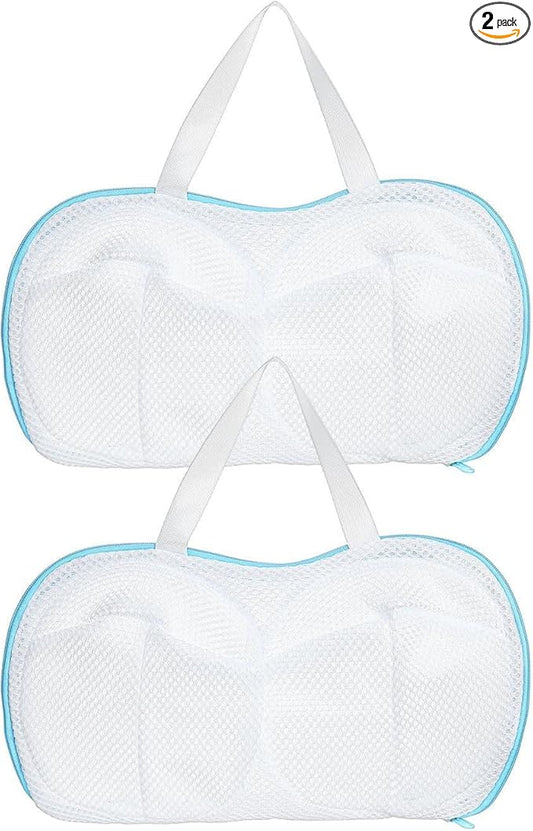 2 Pack Bra Washing Bags for Laundry, Reusable Washable Bra Laundry Bag with Handle, Non-Deform Mesh Wash Bag for Washing Machine Storage Travel