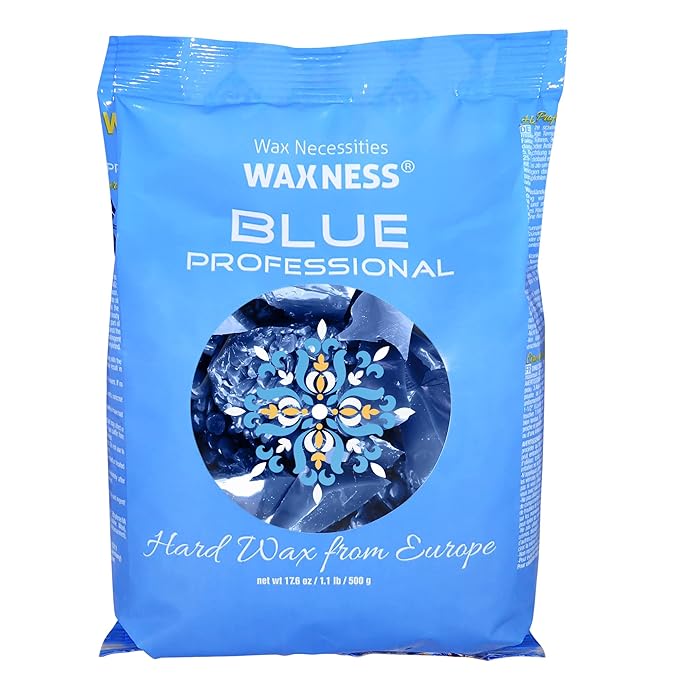 Waxness Film Hard Wax Beads Blue Professional 1.1 lb (500 g) – Stripless Hard Wax Sample Size – Made in Italy