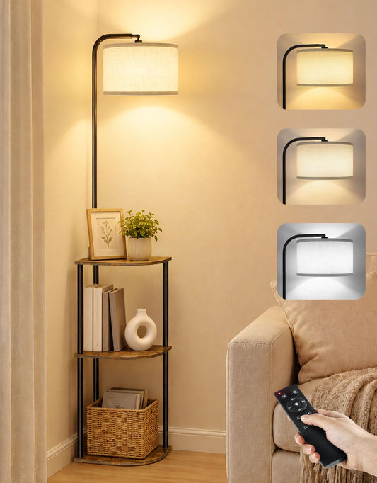 Corner Floor Lamp with Table, Standing Lamp with Side Table - Image 1