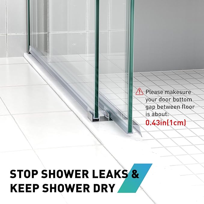 Sliding Shower Door Bottom Seal, 2 PCS 1/2" x 36" Sliding Shower Door Sweep for 1/2 Inch Glass, Frameless Glass Door Seal Strip Stop Shower Leaks and Create a Water Barrier