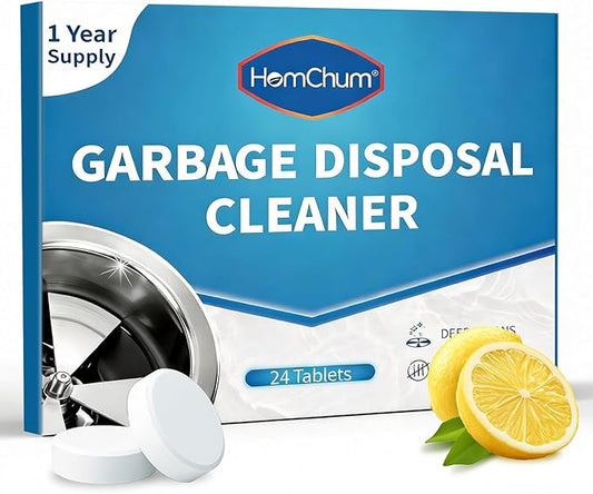 Garbage Disposal Cleaner and Deodorizer Tablets 24 Pack, 1 Year Supply, Lemon Scent Foaming Disposal Cleaner, Sink Cleaner