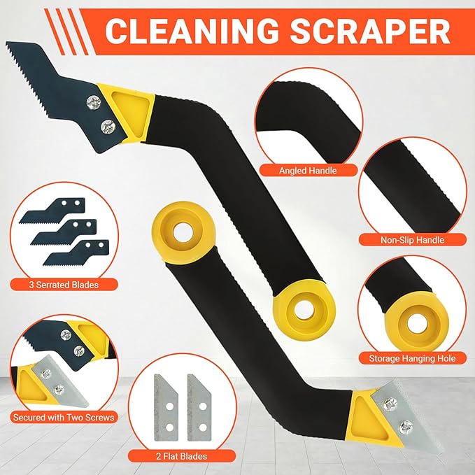 37-Piece Grout Removal Tool Kit, Tungsten Carbide Blades & Ergonomic Handle, 9-in-1 Grout Saw and Caulk Remover for Bathroom, Shower, Floor Tile Cleaning and Repair