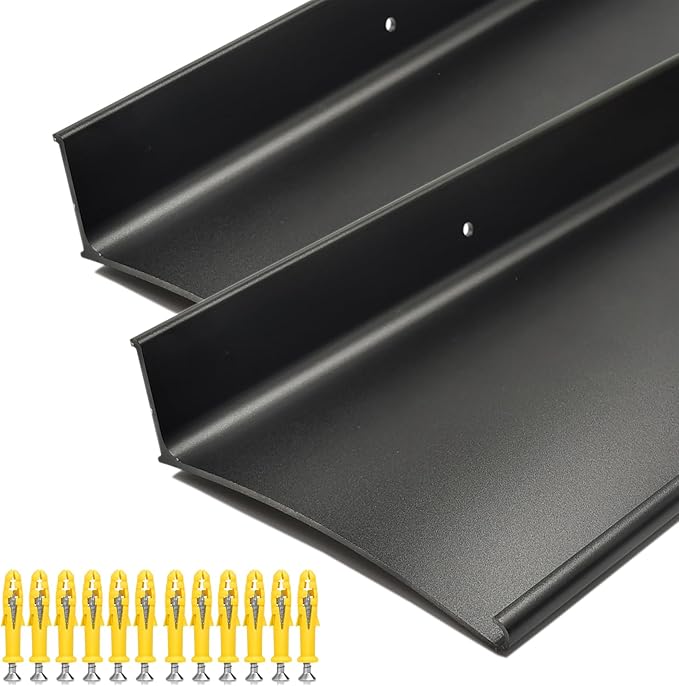 Heavy-Duty 5.12" W 55.1" L Door Rain Drip Guard Overhead,Aluminum Drip Cap for Exterior Doors Window Top,Rain Drip Edge Flashing,Water Deflector,Rain Diverter,Anodized Black 2PCS
