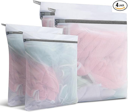 Large Mesh Laundry Bags for Delicates, 4Pcs Laundry Bags Mesh Wash Bags, Delicate Laundry Bag, Travel Clothing Storage Bags for Cruise, Camping, College (2XL,2L)