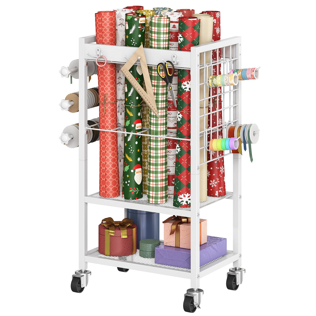 HOOBRO Wrapping Paper Storage Cart, Rolling Craft Storage - Image 1