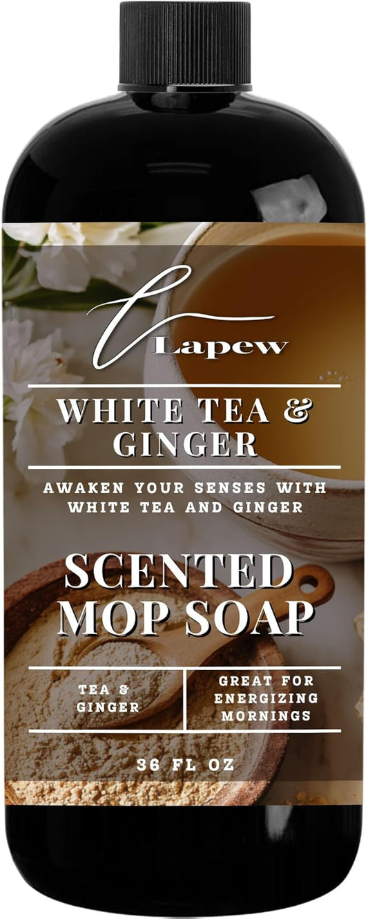Lapew White Tea & Ginger Scented Mop Soap - Luxury Floor Cleaner Concentrate for Mopping Tile, Laminate, Vinyl & Hardwood | Streak-Free, Low-Foam | 36 oz