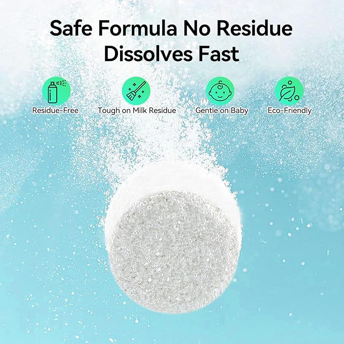 ICUIRE 150 PCS Baby Bottle Washer Detergent Tablets Compatible with Momcozy, Baby Brezza, GROWNSY for All Brands Baby Bottle Washers, Baby-Safe Bottle Washer Tablets Remove Residue Milk Film and Odors