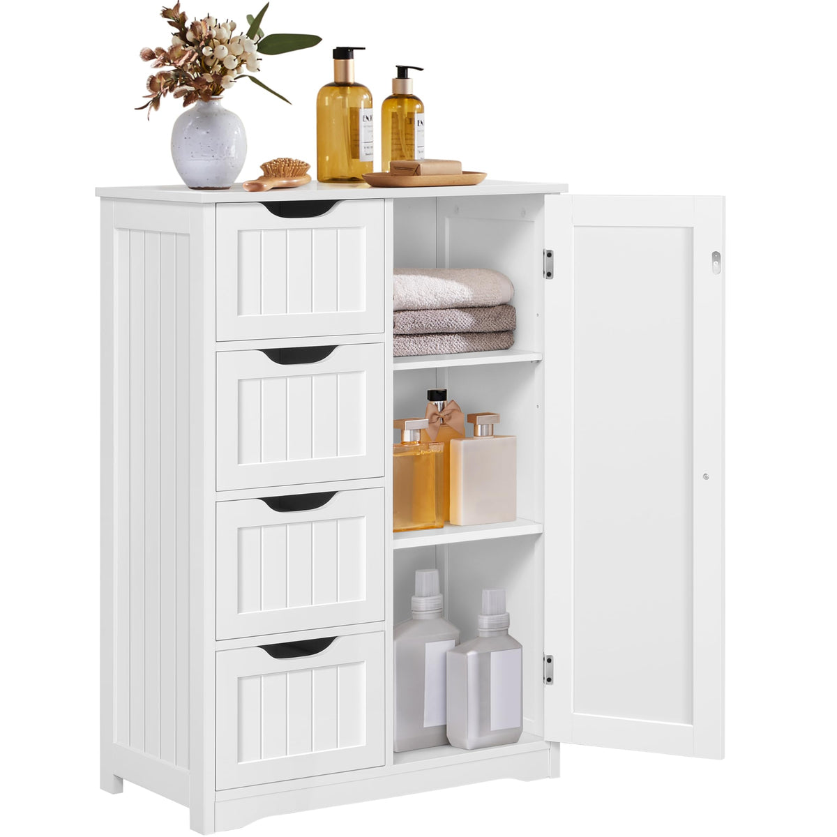 Yaheetech Small Bathroom Storage Cabinet with 4 Drawers & - Image 1